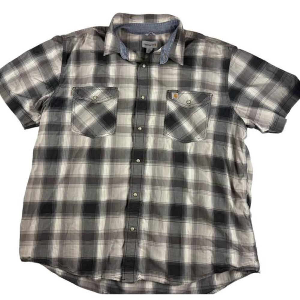 Carhartt Relaxed Fit Patterned Button Down Shirt - XXL
